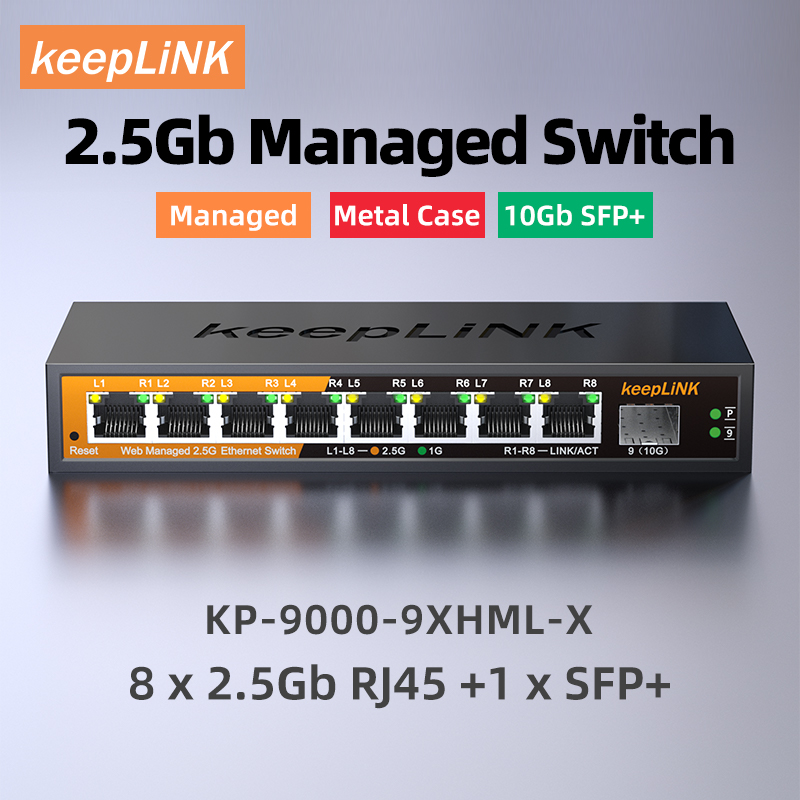 Sfp+ 10G Managed Switch 8 Port - Conmutador administrado KeepLiNK de 2,5 Gb