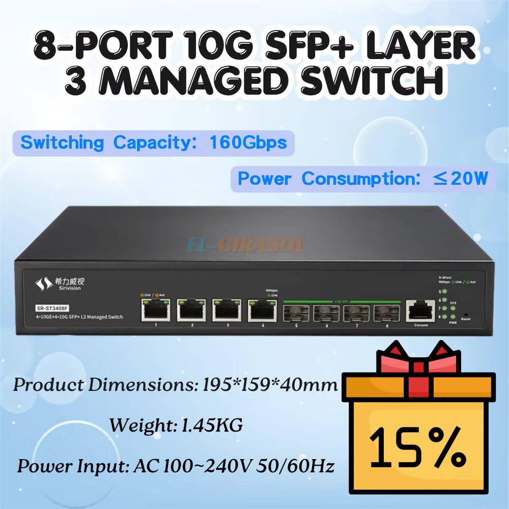 Sfp+ 10G Managed Switch 8 Port - Switch de Fibra Administrado Sirivision de