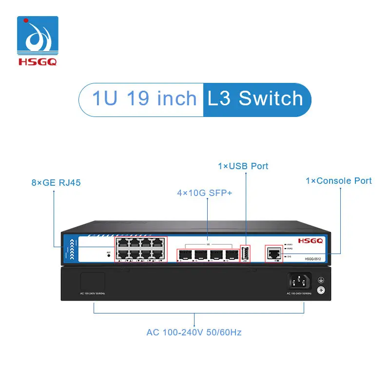 Sfp+ 10G Managed Switch 8 Port - 2026/HSGQ-5512 Switch de Fibra Administrado de