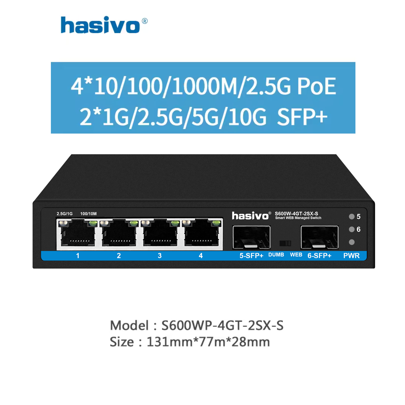 Switch de red Hasivo 2.5G de 4 - Sfp+ 10G Managed Switch 8 Port reseña y precio